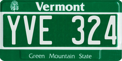 VT license plate YVE324