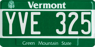 VT license plate YVE325