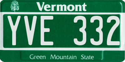 VT license plate YVE332