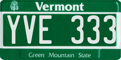 VT license plate YVE333