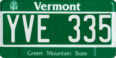VT license plate YVE335