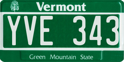 VT license plate YVE343