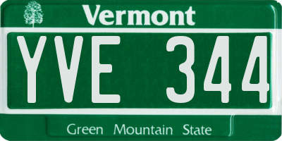 VT license plate YVE344