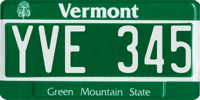 VT license plate YVE345