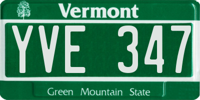 VT license plate YVE347