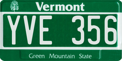 VT license plate YVE356