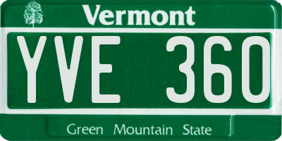 VT license plate YVE360
