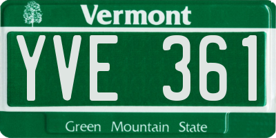VT license plate YVE361
