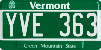 VT license plate YVE363