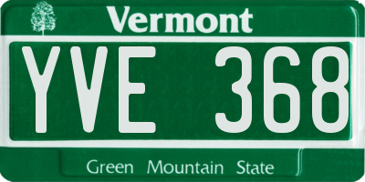 VT license plate YVE368