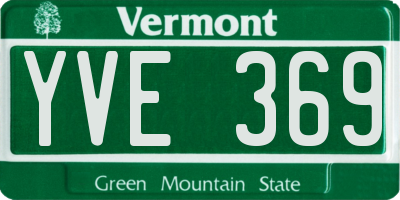 VT license plate YVE369