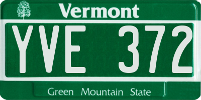 VT license plate YVE372
