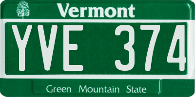 VT license plate YVE374