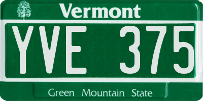 VT license plate YVE375
