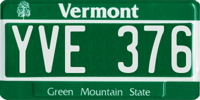 VT license plate YVE376