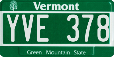 VT license plate YVE378