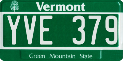 VT license plate YVE379
