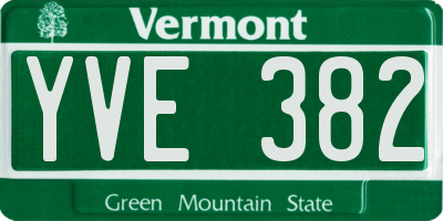 VT license plate YVE382