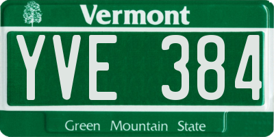VT license plate YVE384