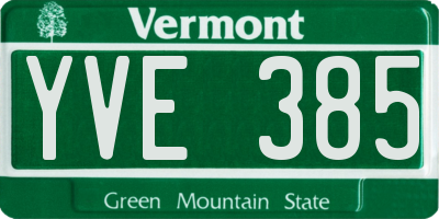 VT license plate YVE385