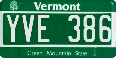 VT license plate YVE386