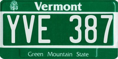VT license plate YVE387