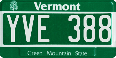 VT license plate YVE388