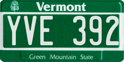VT license plate YVE392