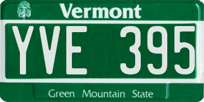 VT license plate YVE395