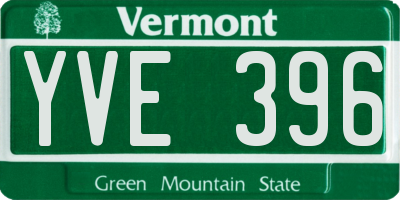 VT license plate YVE396