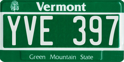 VT license plate YVE397