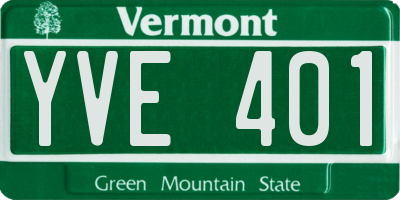 VT license plate YVE401