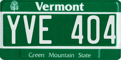 VT license plate YVE404