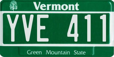 VT license plate YVE411