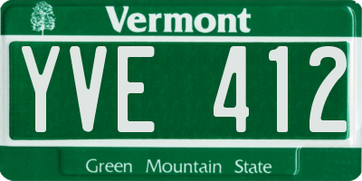 VT license plate YVE412