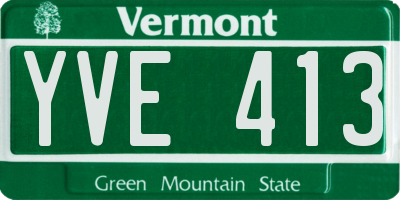 VT license plate YVE413