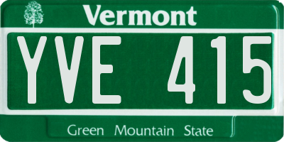 VT license plate YVE415
