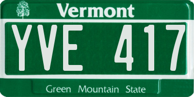 VT license plate YVE417