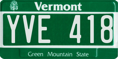 VT license plate YVE418