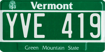 VT license plate YVE419