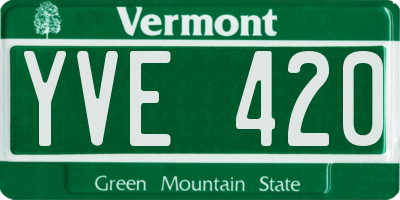 VT license plate YVE420