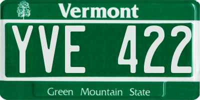 VT license plate YVE422