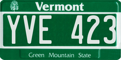 VT license plate YVE423