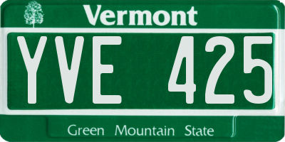 VT license plate YVE425