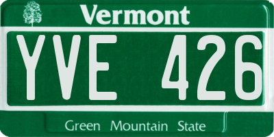 VT license plate YVE426