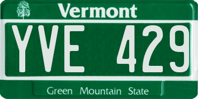 VT license plate YVE429