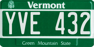 VT license plate YVE432