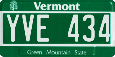 VT license plate YVE434
