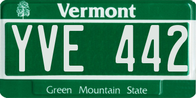 VT license plate YVE442