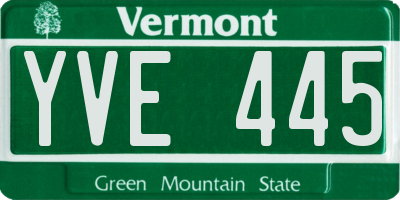 VT license plate YVE445
